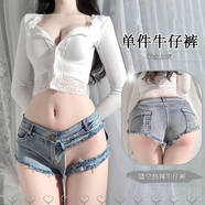 欲動(dòng)黑緊身牛仔開(kāi)襠褲女夏季高腰辣妹打底美式超短褲外穿褲子熱褲DK1 P-230火辣短褲 S [建議80-95斤]