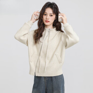 半高領(lǐng)加厚毛衣外套女2025春秋新款不規(guī)則雙拉鏈立領(lǐng)針織開衫上衣 花杏色 【贈運費險】 S (155/80A)