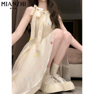 棉致碎花連衣裙子女夏季2024新款吊帶茶歇法式溫柔風(fēng)收腰高腰純欲長裙 杏色連衣裙【B2837高品質(zhì)49.5】 L 105-120斤