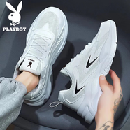 花花公子（PLAYBOY）老爹鞋男鞋2025秋季鞋子男士厚底網面時尚休閑運動鞋 白色  43