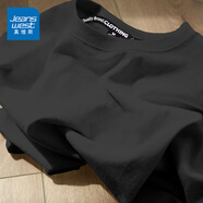 真維斯（JEANSWEST）純棉圓領短袖T恤女2025夏季新款女士休閑半袖上衣寬松百搭體恤衫 黑色 純色 XL