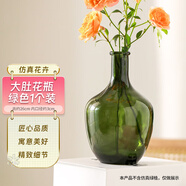 呂姆克花瓶玻璃擺件水培水養植物馬醉木假花干花大肚花瓶綠色高26cm4625