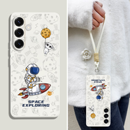 STRYFER適用三星S25手機殼Galaxy S25保護套全包防摔硅膠直邊男女情侶款軟殼-【火箭太空人】掛繩+墊片