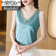 莫代爾黑色真絲夏季吊帶背心女時(shí)尚醋酸緞面蕾絲拼接洋氣小衫西裝內(nèi)搭 豆綠 M