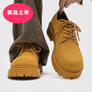 昂秉德比鞋男2025春季新款英倫風(fēng)休閑感大頭米奇皮鞋厚底工裝鞋男 品牌D13黃色(啞光皮面款) 40