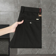 BOSS高端2025名品折扣男士休閑褲秋冬厚款中青年彈力直筒長(cháng)褲時(shí)尚百搭 黑色 黑色 29