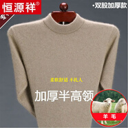 恒源祥純色羊毛絨衫男加厚半高圓領(lǐng)毛衣羊毛衫冬季款針織衫打底保暖上衣 半高 領(lǐng)駝色-純全新100甄選精品羊毛 M 165【適合100-120斤】【柔軟舒適保暖】