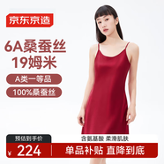 京東京造【節(jié)日精美禮盒】100%桑蠶絲睡衣女重磅真絲睡裙子酒紅L