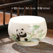 景德鎮(zhèn)主人杯單杯茶杯羊脂玉瓷茶具品茗個人專用陶瓷家用喝水白瓷可160m 羅漢主人杯熊貓款二羊脂玉瓷16