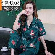 莫代爾睡衣女士夏季仿真絲綢短袖長(zhǎng)褲薄款透氣夏天甜美高級(jí)感家居服套裝 SC-短長(zhǎng)女款玫菲艷濃 2XL (135-150)斤