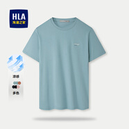 海瀾之家（HLA）t恤男簡約基礎款夏新品圓領短袖T恤涼感打底衣休閑純色百搭衣服男 中藍4D(涼感抗菌防螨) 4XL /190/108A