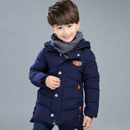G.DUCKKIDS童裝兒童羽絨服男童中長款加厚外套冬季中大童冬裝防風(fēng)保暖棉服 藏青色【棉服】 170 建議160-170cm14-15歲