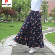 皮爾卡丹（pierre cardin）春夏季新款女裝民族風(fēng)印花棉麻半身裙松緊腰圍大擺長(cháng)裙沙灘裙子女 53號色 均碼 裙長(cháng)90厘米