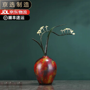 戲鯉中式蘭花銅擺件工藝品銅器花瓶客廳玄關(guān)電視柜壁龕裝飾辦公室擺件