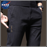 NASA WASSUP休閑褲男士2025新款春秋款彈力寬松百搭修身直筒男褲牛仔長(zhǎng)褲 黑色常規(guī) 32 （體重125-145斤）
