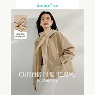 茵曼（INMAN）休閑連帽抽繩短款外套2025秋季女裝新款小個(gè)子寬松夾克上衣 卡其色 S