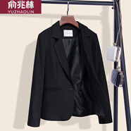 俞兆林秋冬新款女裝小個子黑色小西裝外套職業(yè)時尚舒適高端 黑色 長 3XL 建議您140-155斤