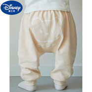 迪士尼（Disney）嬰兒大屁屁褲子寶寶男女春秋季純棉卡通長(cháng)褲寬松褲哈倫褲高腰褲pp 米色 萌熊大屁屁褲 100 cm