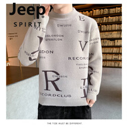 JEEP SPIRIT水貂絨毛衣男冬季加厚保暖針織衫套頭青少年學生百搭打底衫毛線衣 米色RV 雙面絨 2XL 135斤/150斤