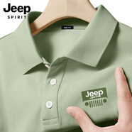 吉普（JEEP）品牌輕奢速干Polo保羅衫男短袖t恤夏季2025新款涼感透氣男士上衣 灰豆綠(js吉普越野胸標(biāo)) 【速干7 M 170 (男女同款)