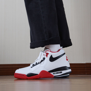 NIKE/耐克 Flight Legacy 男子中幫減震防滑耐磨運(yùn)動(dòng)復(fù)古籃球鞋 經(jīng)典黑紅/AJ4兄弟款 41