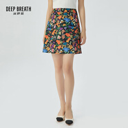深呼吸DEEP BREATH女裝簡(jiǎn)約印花圖案高腰短裙A字半身裙A200218 紅 S (2碼)