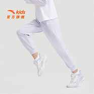 安踏（ANTA）兒童褲子男童加絨長(zhǎng)褲針織透氣休閑褲兒童秋裝女童輕薄衛(wèi)褲 【針織薄款-女童】淺薰紫-7 170