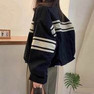 羅蒙（ROMON）韓版棒球服短外套女裝秋冬2025年新款小個子短款休閑寬松夾克上衣 黑色 M
