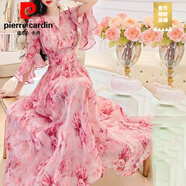 皮爾卡丹（PIERRE CARDIN）2025夏季新款超仙時(shí)尚小香風(fēng)天絲連衣裙收腰顯瘦遮肚長(zhǎng)裙子 廣州13行連衣裙粉紅色 2XL 超仙連衣裙新品