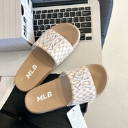 MLBNY官方艦旗拖鞋限定洋基隊一字休閑潮流男女時尚情侶潮牌夏季外穿拖 ny卡其專柜版 41   建議拍大一碼