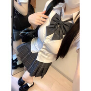 jk制服收腰襯衫上衣短袖原創(chuàng  )正版學(xué)院風(fēng)修身顯瘦白色襯衣辣妹套裝 白色短袖【單件短袖】 XS
