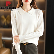 皮爾卡丹（pierre cardin）春秋款娃娃領(lǐng)長(cháng)袖針織衫女套頭毛衣寬松常規打底毛衣常規款純色 2024【白色】JR-238娃娃領(lǐng)長(cháng)袖20 S 【85-95斤】