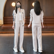 德莉婭休閑運動(dòng)套裝女兩件套2025秋季新款時(shí)尚減齡氣質(zhì)外套闊腿褲三件套 奶茶色兩件套+背心 XL /建議115-125斤 （收藏加購優(yōu)先發(fā)貨）