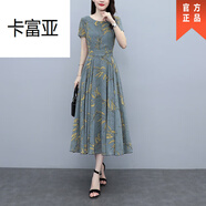 卡富亞中年夏裝雪紡連衣裙女氣質(zhì)洋氣時(shí)尚2024夏季新款顯瘦裙子 輕奢高檔女裝灰綠色 輕奢高檔女裝L_[100-115斤]