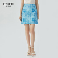 深呼吸DEEP BREATH女裝簡(jiǎn)約印花圖案高腰短裙A字半身裙A200218 藍(lán) S (2碼)