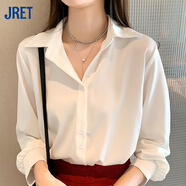 Jret春裝白色雪紡襯衫女長(cháng)袖大碼胖mm200斤寬松設計感職業(yè)面試襯衣 白色 4XL :(:適合160-180斤:)
