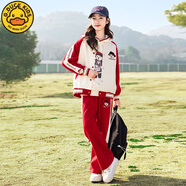 G.DUCKKIDS女童春裝運(yùn)動(dòng)套裝新款洋氣外套春秋款初中生女大童春季三件套 紅色 三件套 120 c 1.17米以下40斤以下