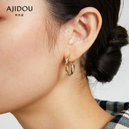 AJIDOU阿吉豆耳釘耳環(huán)高級(jí)感小眾設(shè)計(jì)圓圈耳環(huán)雙股編織耳環(huán)個(gè)性耳環(huán)