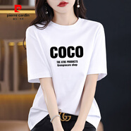 皮爾卡丹（pierre cardin）灰色純棉短袖t恤女2025年夏季薄款時(shí)尚寬松顯瘦減齡氣質(zhì)體恤上衣 白色【18A COCO】 XL 建議【110-130斤】