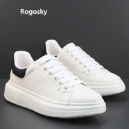 Rogosky香港潮牌小白鞋男2025春秋新款牛皮板鞋百搭歐洲站拼色休閑鞋潮流 白黑 38 =運(yùn)動鞋39