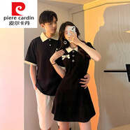 皮爾卡丹（pierre cardin）不一樣情侶裝夏裝一裙一衣2025新款polo翻領(lǐng)T恤感短袖連衣裙針織 女 黑色連衣裙 (單件) M