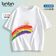 班納班納男童短袖t恤透氣半袖新款童裝大童男孩體恤女童兒童夏裝 N虹橋白 140 （尺碼偏小，建議拍大一碼）