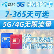 泰國(guó)電話卡HAPPY卡5G無限流量4G上網(wǎng)DTAC曼谷清邁普吉芭堤雅旅游 30天45GB流量+無限通話-護(hù)照實(shí)名