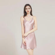 JTTCAC跨境歐美性感真絲睡裙女夏100%桑蠶絲簡(jiǎn)約款家居服絲綢內搭吊帶裙 粉紫色 L (95-110斤)