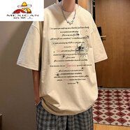 稻草人（MEXICAN）300斤大碼男裝肥佬純棉短袖T恤男夏季新款港風(fēng)寬松半袖體恤上衣服 DX杏色(字母蜘蛛) 8XL 265300斤