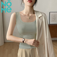 NOME吊帶背心女春夏內(nèi)搭外穿螺紋彈力無袖背心上衣 抹茶綠【方領(lǐng)】 M