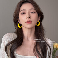 清晨的星星甜美清新黃色系耳環(huán)圈圈女新款獨特絕美耳飾耳釘時(shí)尚百搭耳墜配飾 小C款【925銀針】