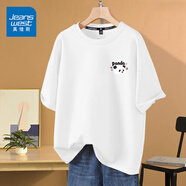 真維斯（Jeanswest）時(shí)尚短袖t恤女學(xué)生可愛(ài)甜美學(xué)院女裝ins風(fēng)夏季新款純棉寬松上衣服 白色 花花熊貓白_K L