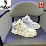 西域駱駝高幫鞋子2025秋季休閑運動(dòng)輕便百搭網(wǎng)紅平底板鞋小白鞋 白色 【小中幫】-駱駝官方品牌官 39