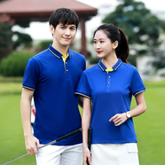 佐薩倫 夏季短袖工作服t恤定制男女翻領(lǐng)polo衫印字企業(yè)工裝車(chē)間工廠(chǎng)廠(chǎng)服 寶藍（單線(xiàn)條1878） L